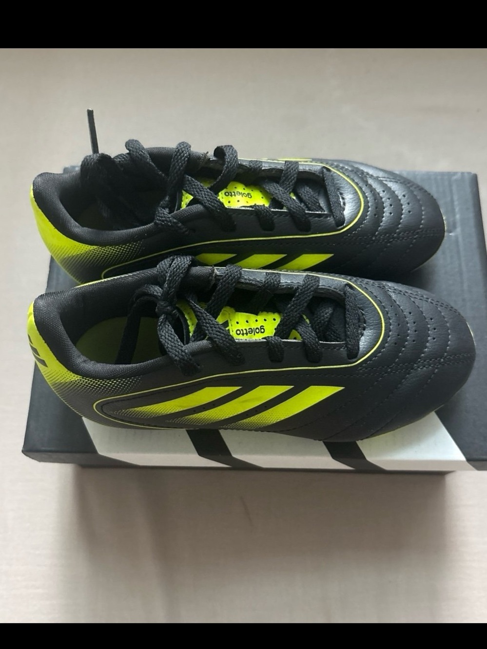 Kids Goletto Black and Neon Yellow Soccer Cleats